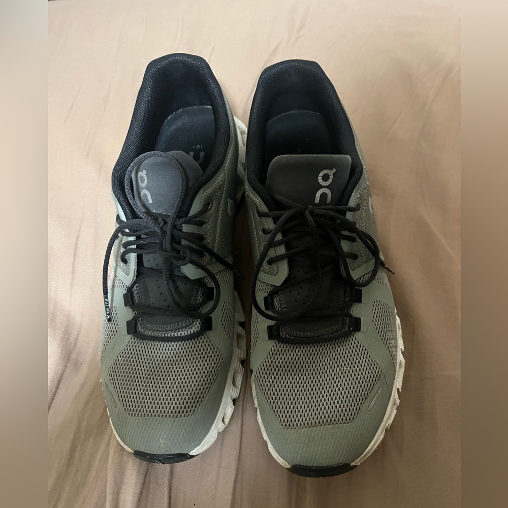Sage green and grey On running shoes